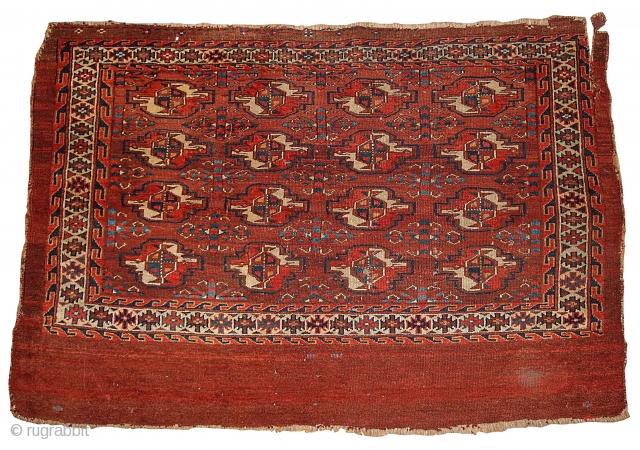 #1B320  Hand made antique collectible Turkoman Yomud rug 2.11' x 4.3' ( 94cm x 131cm) 1880.C
                