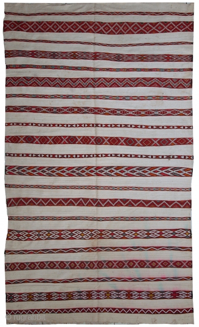 #1C214  Hand made antique Moroccan kilim 5.2' x 8.5' ( 159cm x 261cm ) 1950.C
                 