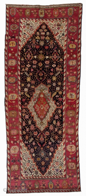 Handmade antique Caucasian Karabagh rug 4.5' x 11.6' ( 137cm x 353cm ) 1880s - 1B492                 