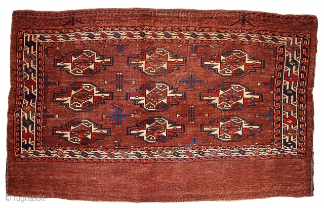 #1B357 Hand made antique collectible Turkoman "Yomud" rug 2.4' x 3.11' 1880,in original good condition.                  