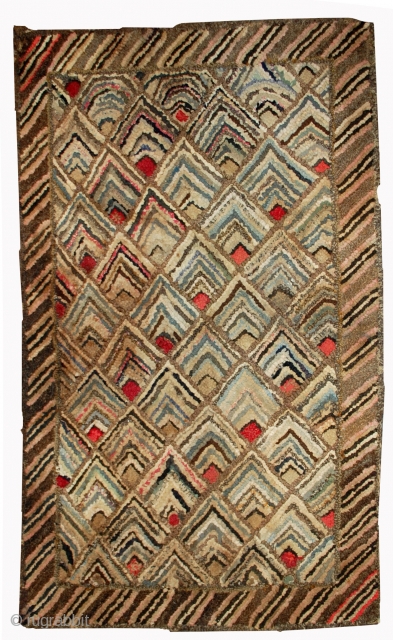 Handmade antique American hooked rug 2' x 3' ( 61cm x 91cm ) 1900s - 1B497                 