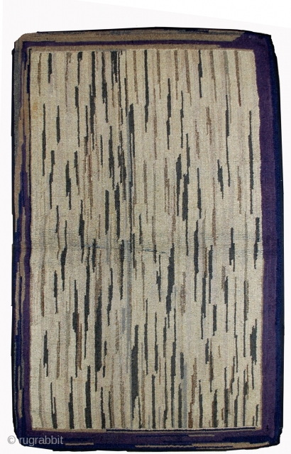 Handmade antique American hooked rug 3.1' x 5.2' ( 94cm x 158cm ) 1900s - 1B502                 