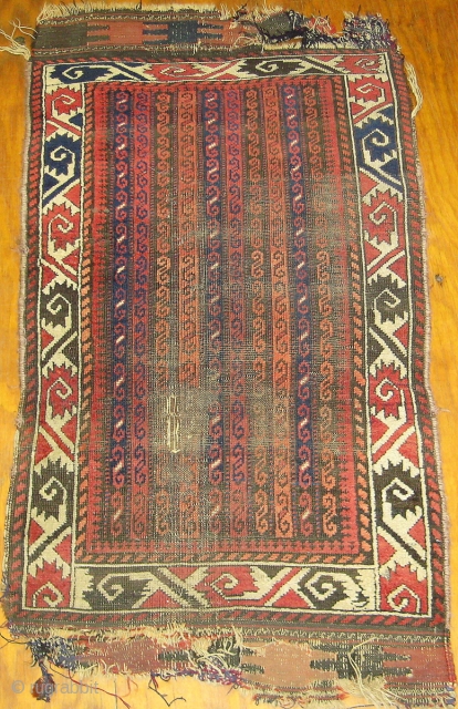 Turkoman-looking Balouch rug 2'x 4'; c. 1890; in original condition.                       