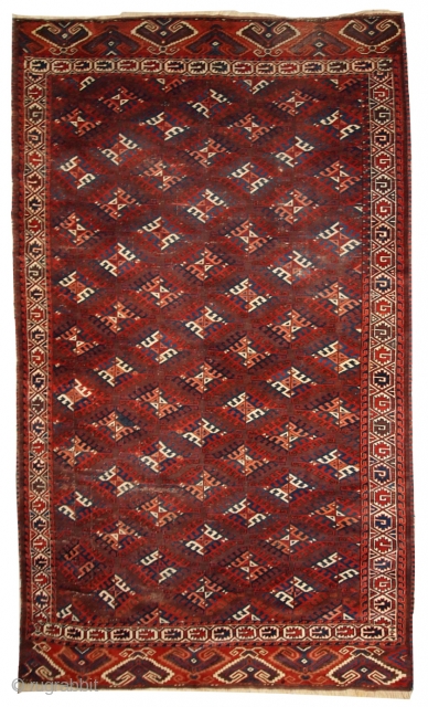 #1C310  Handmade antique Turkoman Yomud rug 6.4' x 10.9' ( 195cm x 333cm ) 1880.C
                 