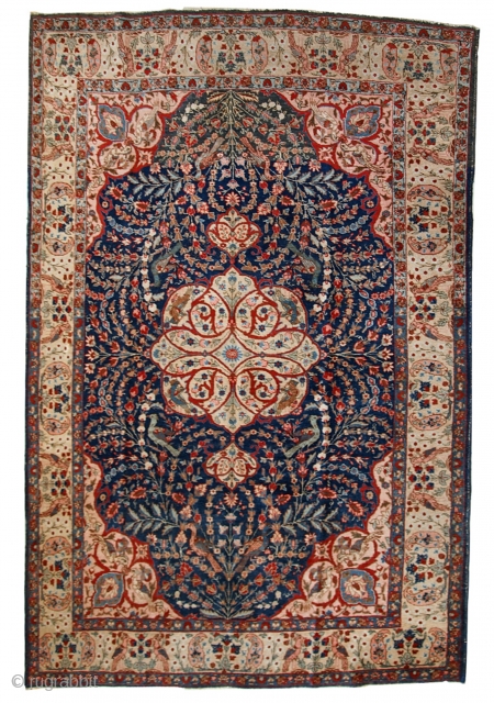 Handmade antique Persian Tabriz rug 6,2' x 9.5' (190cm x 292cm) 1920s - 1C409                   