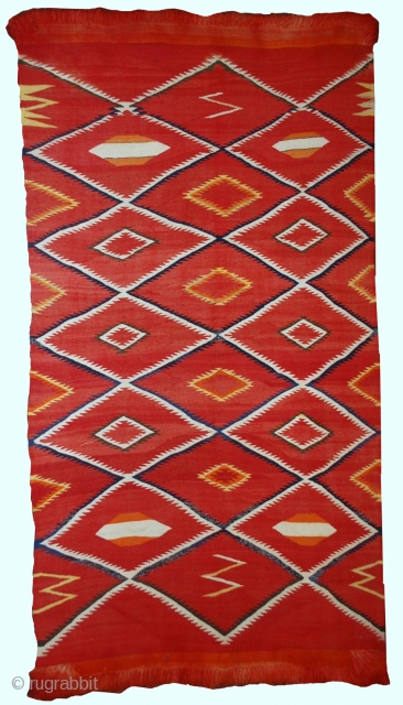 #1B557  Hand made antique collectible Native American navajo blanket 4.7' x 7.7' ( 143cm x 234cm)                