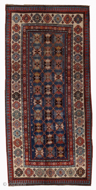 Handmade antique Caucasian Talish rug 4.3' x 8.9' ( 131cm x 271cm ) 1880s - 1B514                 