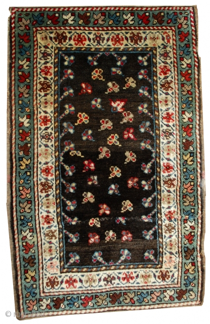 Handmade antique Caucasian Gendje rug 1.9' x 3.3' (58cm x 100cm) 1880s - 1B518                   