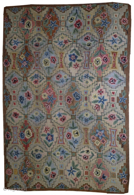 Hand made antique American hooked rug 6' x 8.10' ( 183cm x 272cm ) 1900 - 1B537                