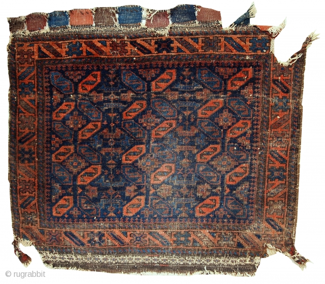 Handmade antique collectible Afghan Baluch bagface 2.4' x 2.6' ( 74cm x 79cm) 1880s - 1C446                 