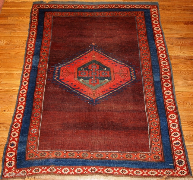 #1B176 Turkish "Kermanar" rug 4.10' x 6.3' c.1860, in original good condition for that age                  