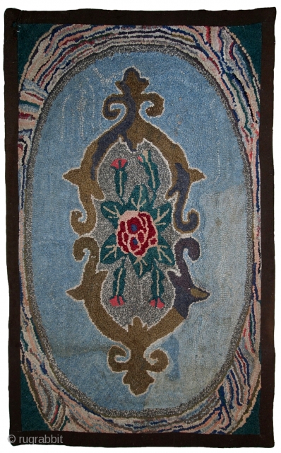 #1C15  Handmade antique American hooked rug 2' x 3' ( 62cm x 92cm ) 1900.C
                 