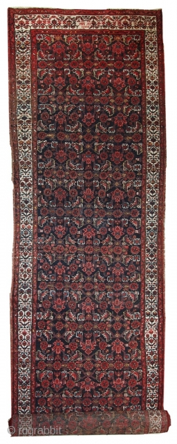 Handmade antique Persian Malayer runner 3.5' x 13.5' (108cm x 412cm) 1920s - 1C448                   