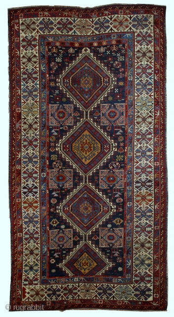 Handmade antique Caucasian Shirvan rug 4.8' x 7.10' (146cm x 242cm) 1880s - 1B563                   