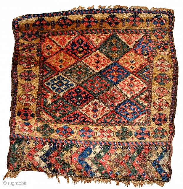 #1B359 Hand made antique collectible Northwest Persian " Kurdish " bag face 2' x 2' 1880,original good condition.               