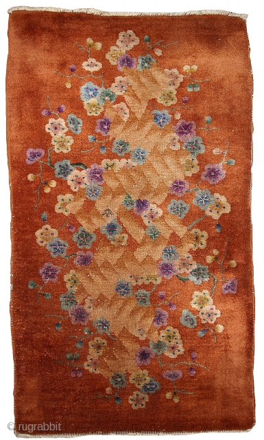 #1B390  Hand made antique Art Deco Chinese rug 2.6' x 4.5' ( 76cm x 137cm ) С.1920s               
