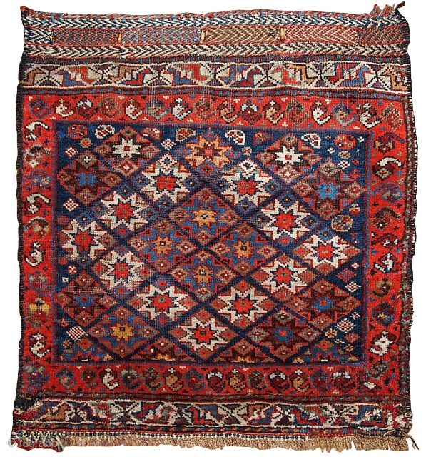 #1B316  Handmade antique collectible Persian Khamseh bag face 1.10' x 2' ( 57cm x 61cm ) 1880.C
               