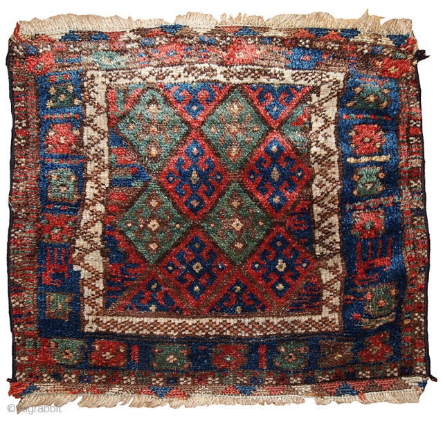 #1B321  Handmade antique collectible Persian Kurdish bag face 1.11' x 2.1' ( 61cm x 64cm ) 1880.C
               