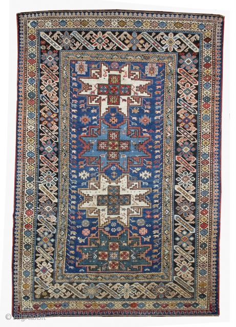 #1B520  Hand made antique Caucasian Chichi rug 3.9' x 6.2' ( 119cm x 189cm ) C.1880s                