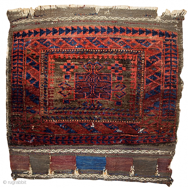 #1B338  Handmade antique collectible Afghan Baluch bag face 1.11' x 1.11' ( 59cm x 59cm ) 1880.C
               