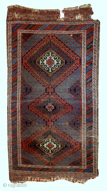 #1E02  Antique Afghan Baluch rug 2.5' X 5.10' ( 76cm X 181cm) 1900                   