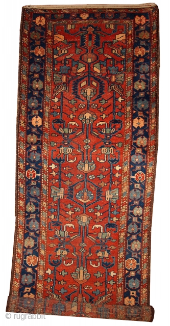 #1B429  Hand made antique Persian Lilihan runner 3.3' X 10.2' ( 100cm X 310cm ) C.1920                