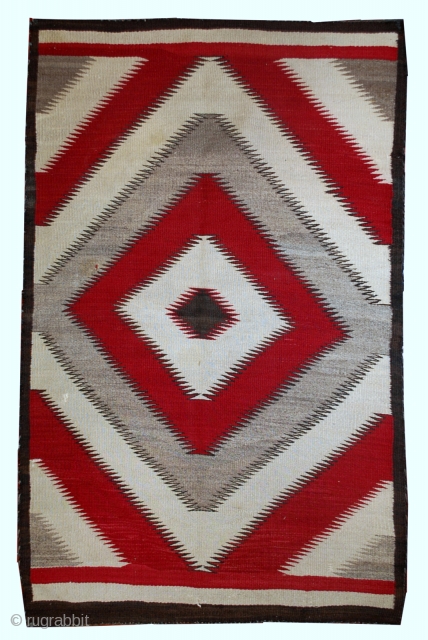 #1E03  Hand made antique Native-American Navajo rug 2.10'X 4.10' ( 89cm X 150cm )                  