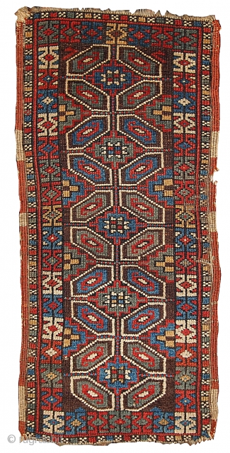 #1B349  Handmade antique collectible Turkish Yastik rug 1.5' x 3' ( 45cm x 91cm ) 1880.C
                