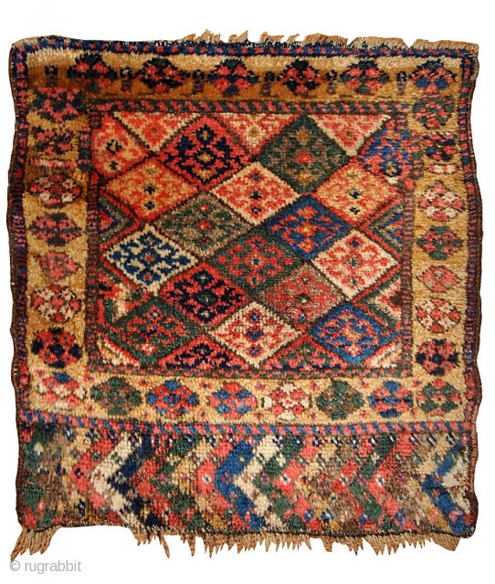 #1B359  Handmade antique collectible Persian Kurdish bag face 2' x 2' ( 61cm x 61cm ) 1880.C
               