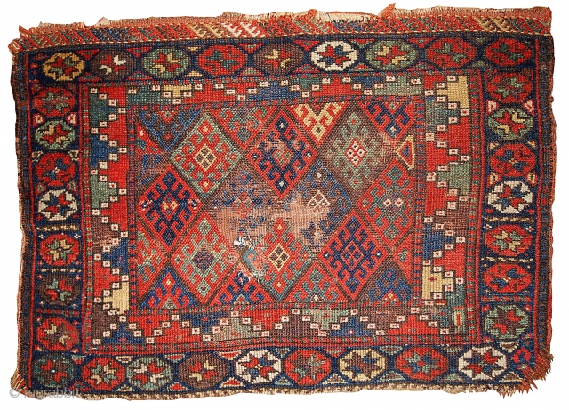 #1B332 Persian "Kurdish" bag face 2.4' x 3.3' 1880, in original condition: has some age ware.                 