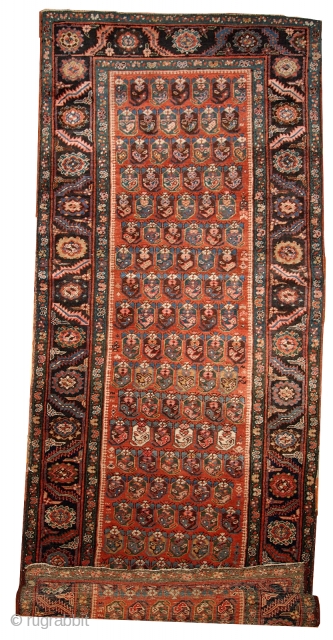 #1B435  Hand made antique Persian Bakshaish runner 3.2' x 10.4' ( 97cm x 317cm ) C.1880                