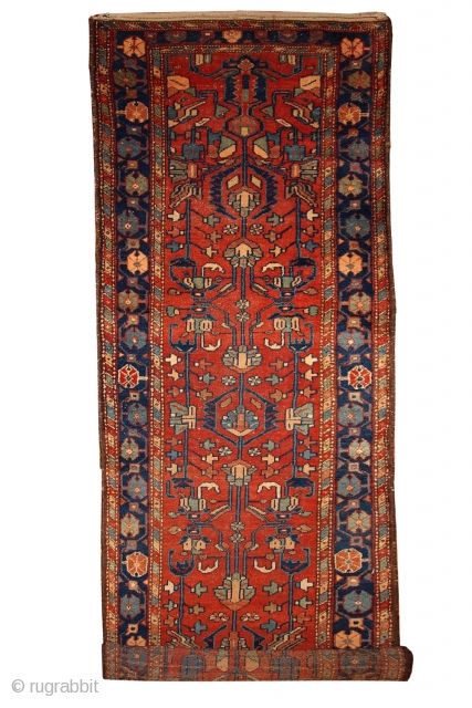 #1B429  Handmade antique Persian Lilihan runner 3.3' x 10.2' ( 100cm x 310cm ) 1920.C
                 