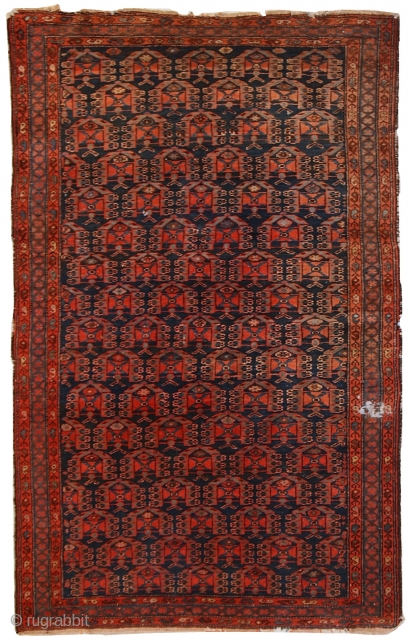 #1C352  Handmade antique Persian Malayer rug 4.5' x 6.8' ( 135cm x 207cm ) 1920.C 
                