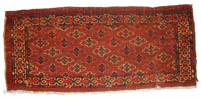 #1B342  Turkoman Yomud torba 1.3' x 2.9' 1880, in original condition: has some age ware.                 