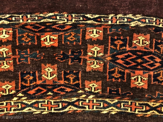 Antique Turkmen Yamut Torba Pure Wool Natural Color 83x36 cm                       