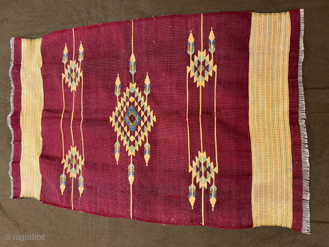 Antique Halepo Kilim Pure Wool Natural Color,74x48 cm                         