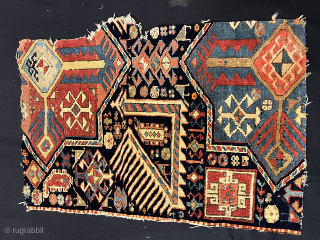 Collectable Caucasian rug fragment 68x46 cm