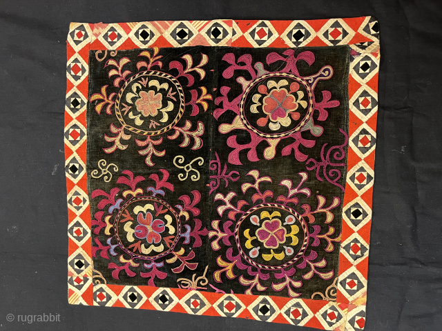 Antique Uzbek velvet Lakai tribe wall hanging,70x70 cm                         