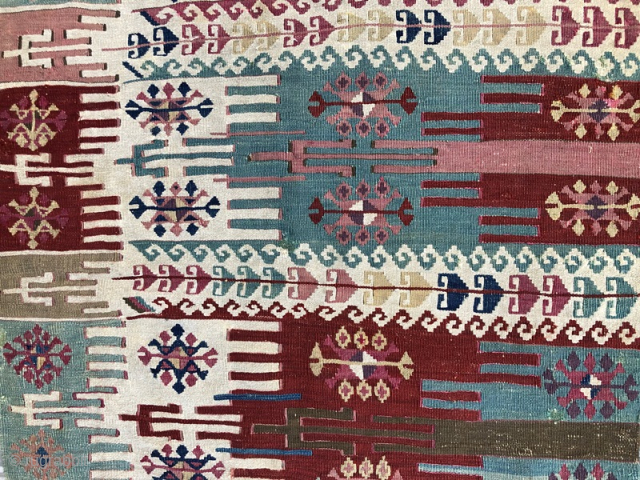 Early anatolian reyhanlı kilim fragment 355x84 cm                          