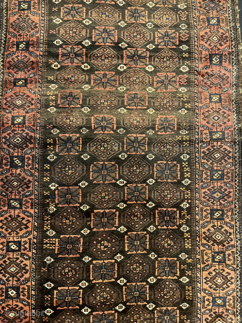 Antique Beluch Rug Pure Wool Natural Color 260x105 cm