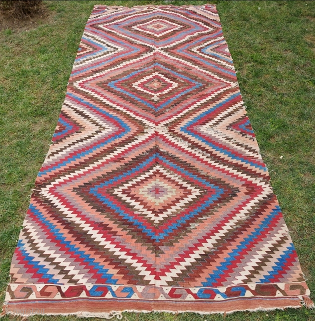 19th.Century Central Anatolia Sivrihisar Kilim size: 173 x 412 cm                       