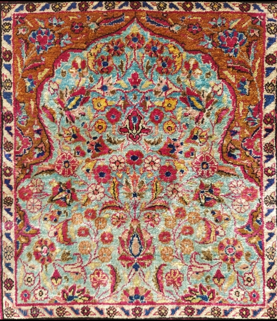 19th.Century Prayer Silk Keshan size: 55 x 58 cm                        