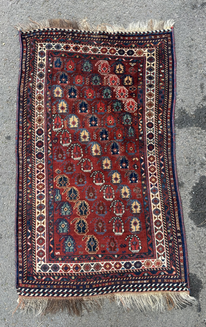 Small boteh khamseh rug in nice untouched condition. 132x81cm                        