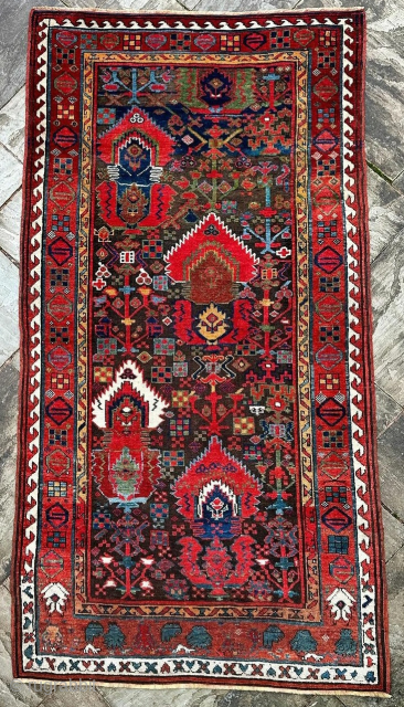 Sauj Bulagh flame design Kurdish rug from Northwest Persia, 19th century in excellent condition. A rare collectors rug               