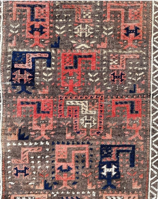 Baluch tribal rug with boteh? or scorpions?                          