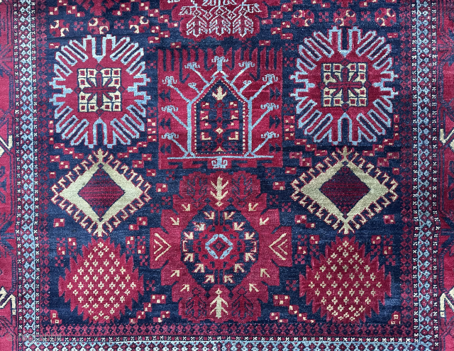 Antique Agra rug. Northern India. Late 19th century. About 7x5 ft. In superb condition. Timuri Baluch design.                