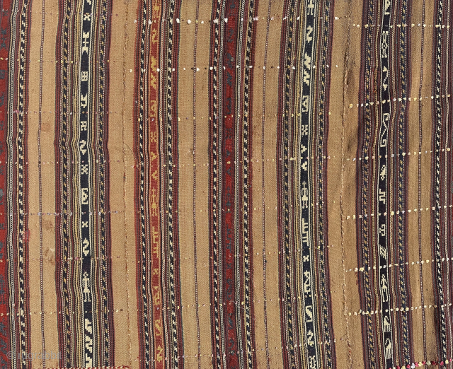 Antique Shashavan jajim from NW Persia. Late 19th century with camel hair and some fuschine extra silk knots. 225x150cm. Email to owenrugs@gmail.com