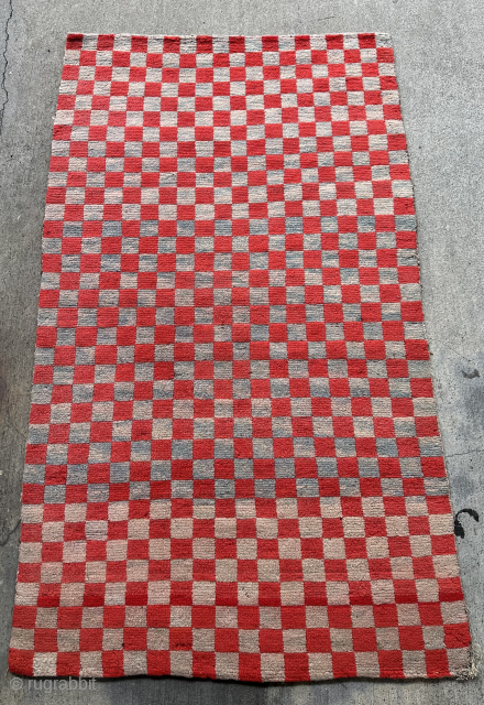 Antique Tibetan checkerboard khaden rug. Early 20th century. Email enquiries to owenrugs@gmail.com