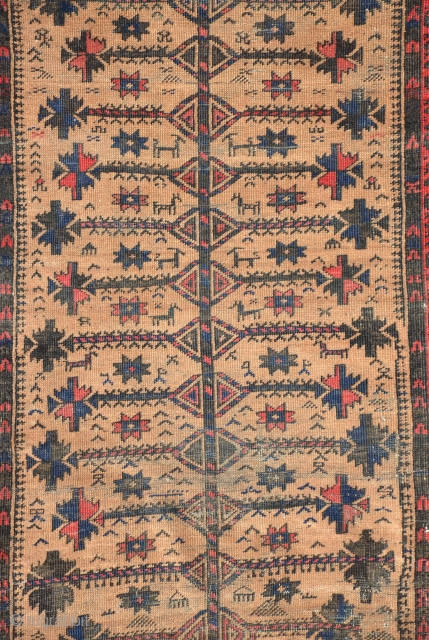Baluch tree with lot of animals (fragment) late 19th century or 1st half of 20th century. size is 195 x 125 cm or 6.3 x 4.2       