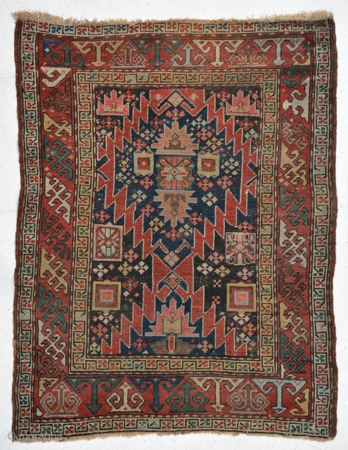 Karabagh small rug 1880, size is 123 x 96 cm.
overall good condition and nice elements.                  